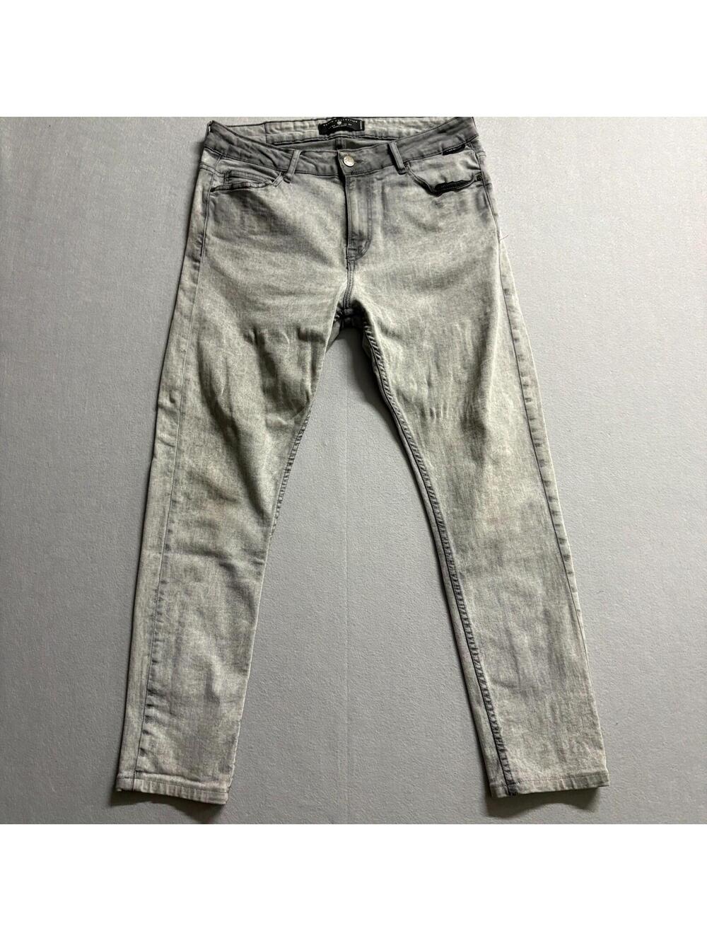Zara Man Skinny Jeans Mens Fits Like 36x27 Gray Wash Stretch Streetwear